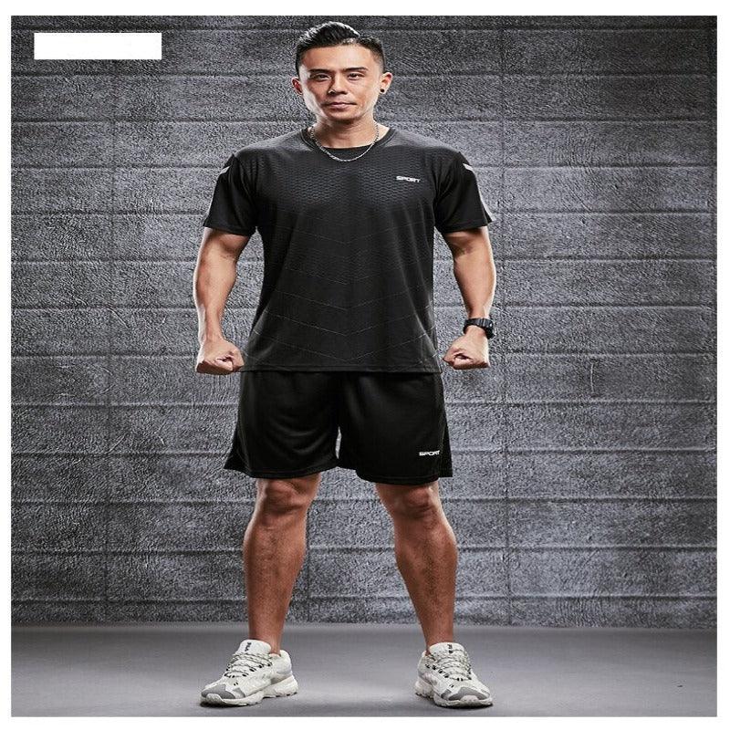 Conjunto Esportivo Masculino Camiseta e Calção com Secagem Rápida