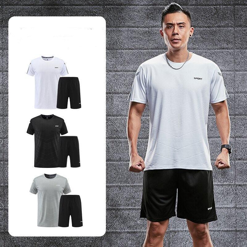 Conjunto Esportivo Masculino Camiseta e Calção com Secagem Rápida